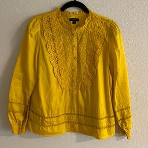 J. Crew Yellow Eyelet Blouse